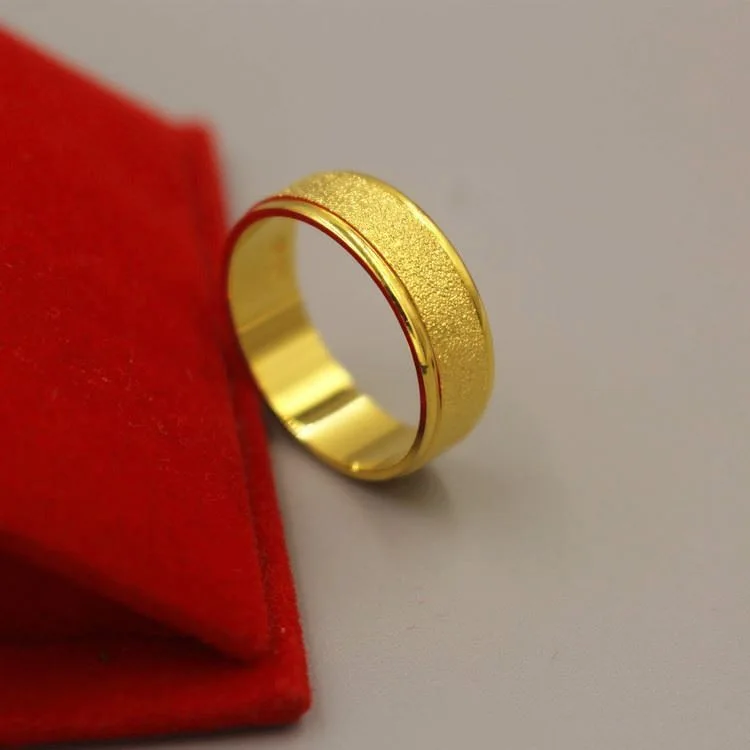 

Cross-border hair jewelry frosted simulation 24k gold color couple wedding ring 999 closed Men Rings gold ring