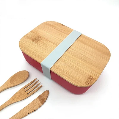 

Mikenda Wholesale Eco-Friendly Bamboo fiber Bamboo lid&spoon lunch box with logo custom silicone sleeve, Customized color