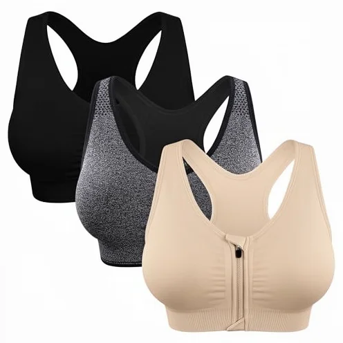 前Zipper无钢圈瑜伽适用Sports Bra