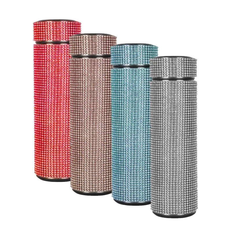 

RTS the best gift for women Temperature Display Vacuum Flask with Diamond bling bling, Customized color