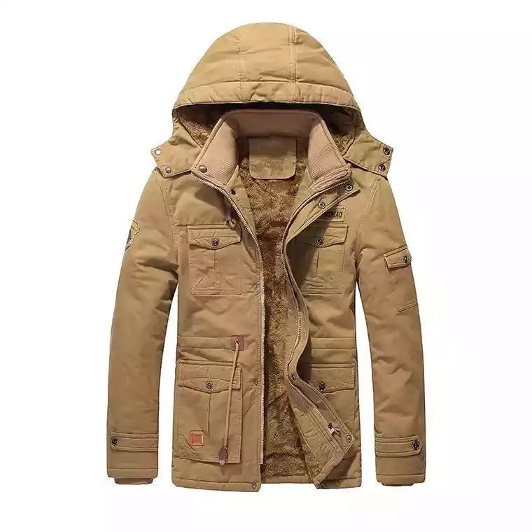 

Winter men's jacket thickened warm hooded outdoor jacket tooling military jacket., Custom color