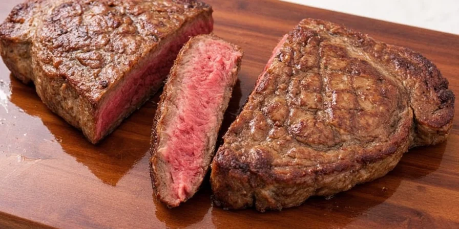 Seasoning a steak with salt and pepper