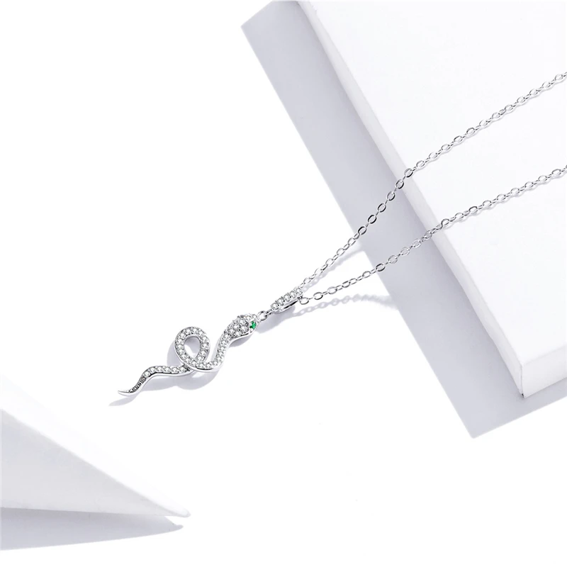 

Professional Manufacture Genuine 925 Sterling Silver Personalized Radiant Clear Cz Snake Pendant Necklaces Women