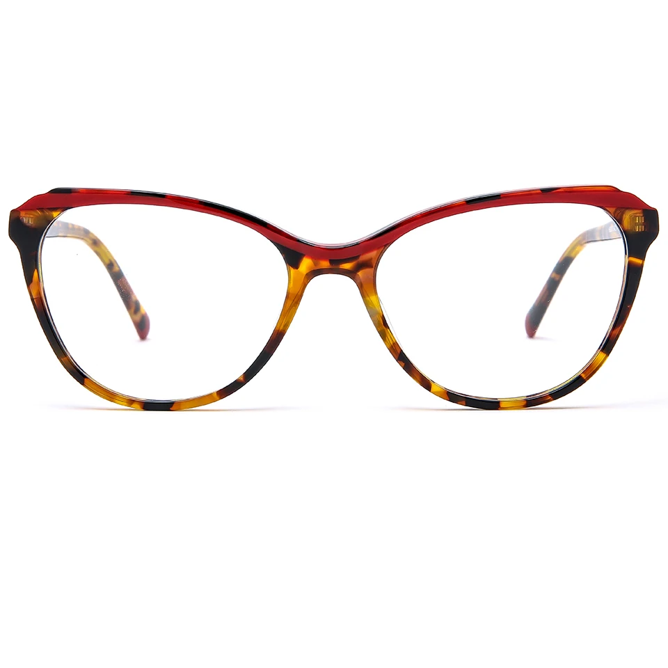 

Newest Fancy Acetate Frame luxury Ladies optical frame custom logo and spring hinge eyeglasses frame, 4 colors