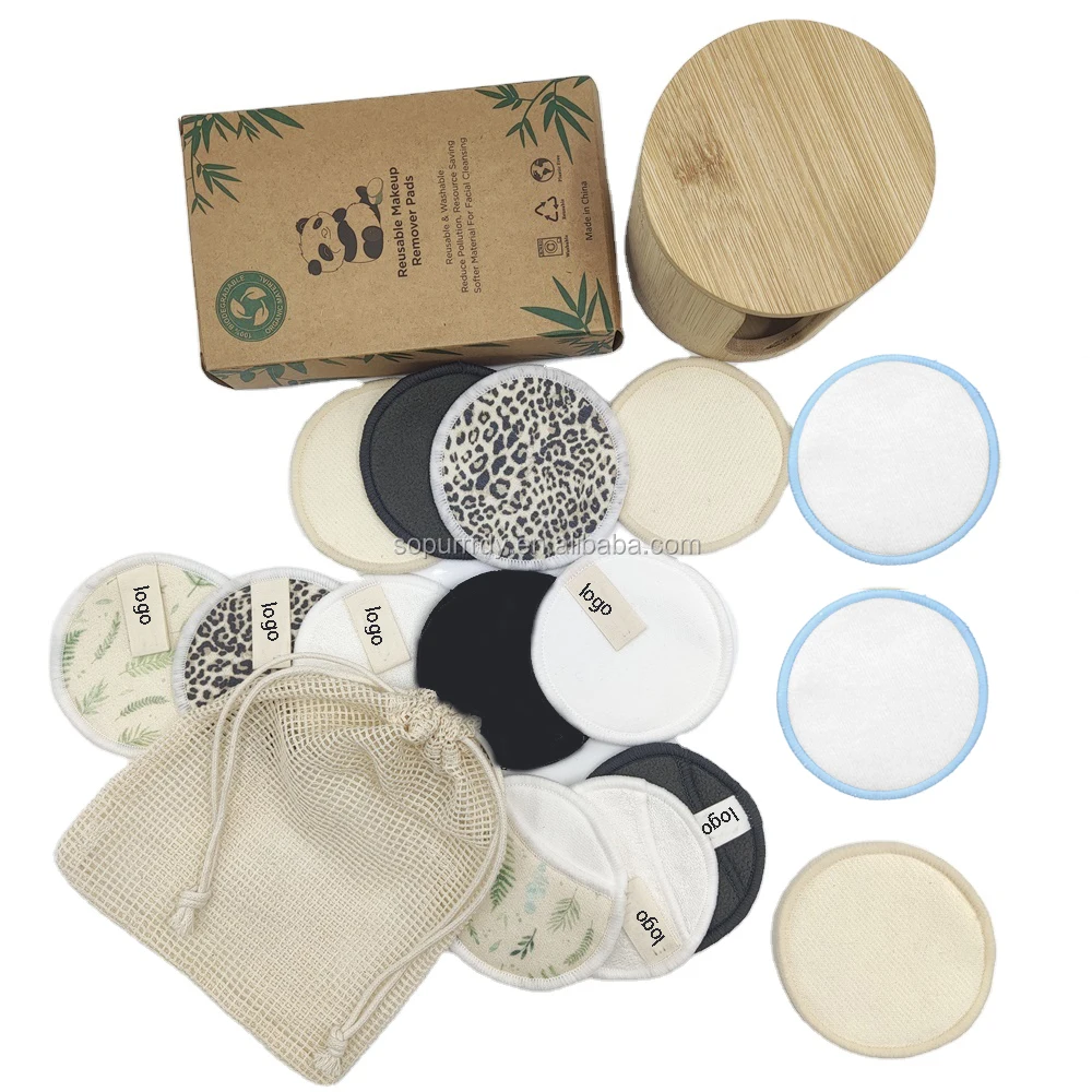 

Amazon Hot Style Reusable Bamboo Make up Remover Pads Cleansing Face Bamboo Make up Remover Reusable Cotton Pads, White or customized color