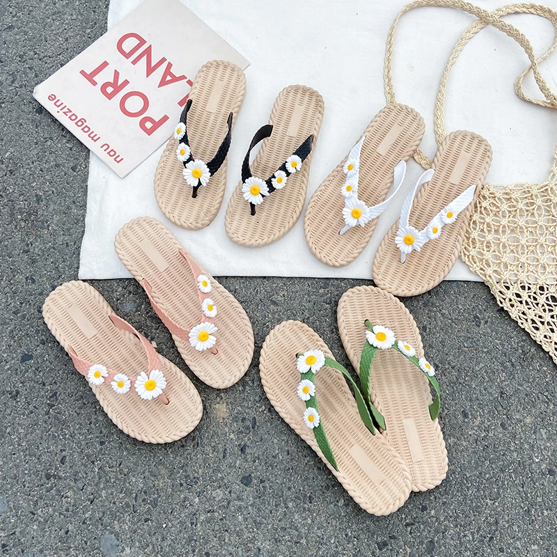 

New style flower slippers summer beach style non-slip ladies slippers