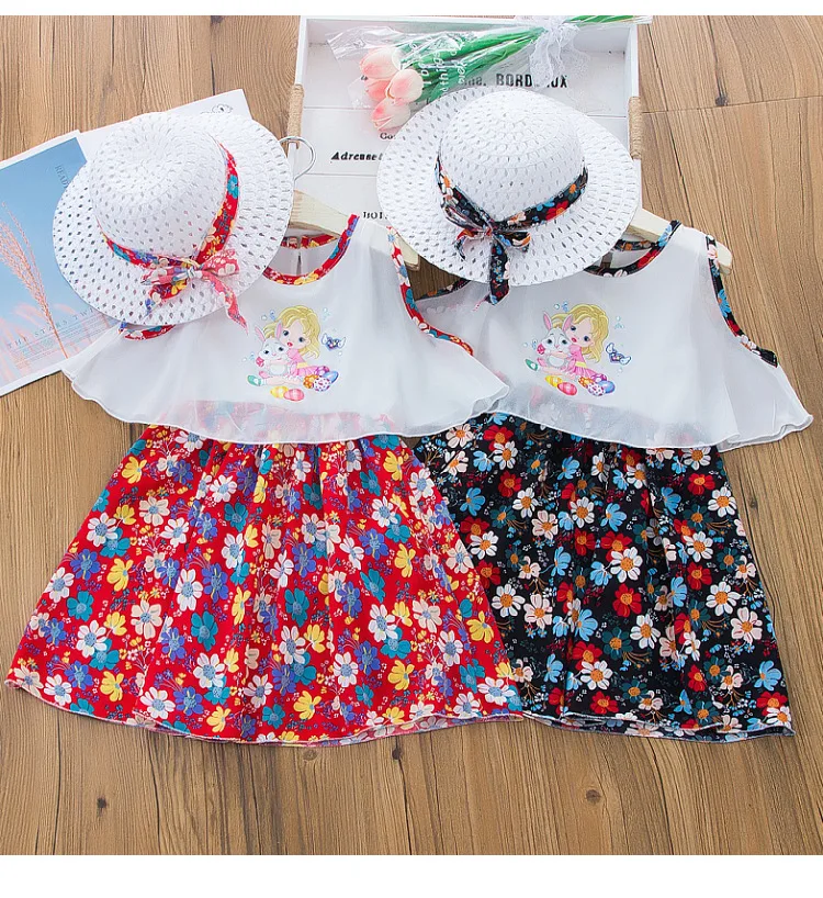 

Wholesale Summer Children's Clothing Floral Kids Girl Dress Fashion Little Girl Chiffon Princess Dress