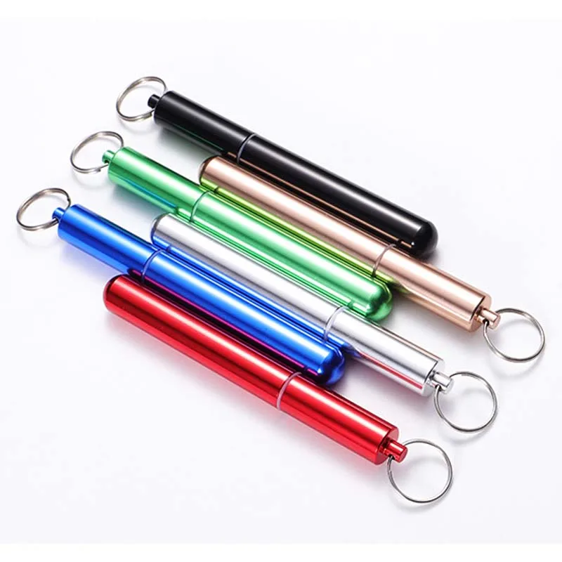 

Collapsible Telescopic Straw Stainless Steel Portable Drinking Straw with Case Silicone Tips Removable Keychain Cleaning Brushes, Customized color