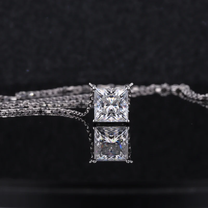 

Starsgem hot sale jewelry DEF Princess cut moissantie dainty 14k white solid gold necklace