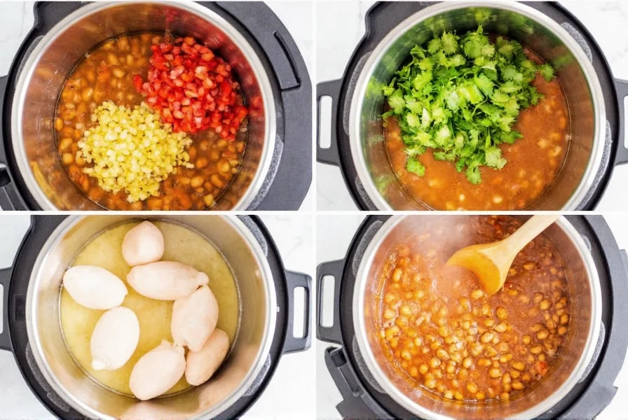 Instant Pot white bean chicken chili recipe step-by-step preparation with fresh ingredients