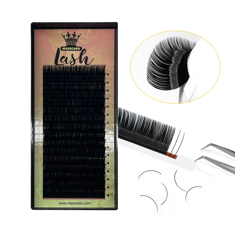 

MASSCAKU Customized all size Classic Lashes De Cils Customized Classic Lashes With Packaging Box Mixed Length Lash Extensions, Black/variety color