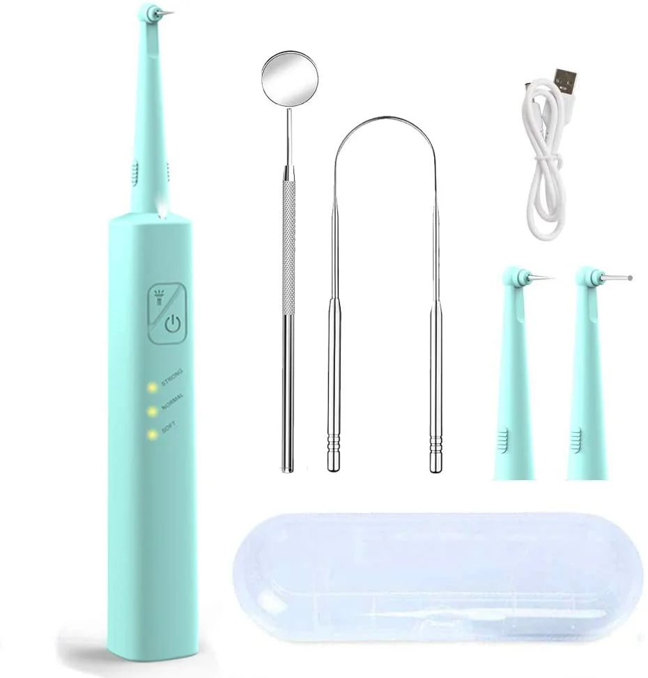 

High Quality Electric Teeth Cleaner Kit Rechargeable Ultrasonic Dental Whitening Calculus Remover Machine, Blue/pink/black
