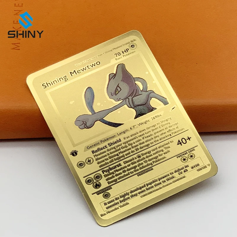 

Shining Mewtwo1st Edition Gold Metal Pokemon Cards Collection Trading Game Card japanese