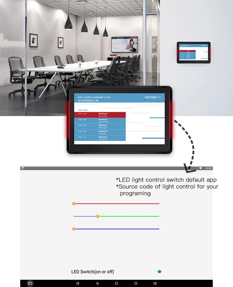 Wall Mount Meeting Room Booking Display 10.1 Inch Poe Android Tablet