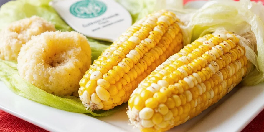 Spice rack with corn nearby