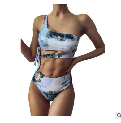 

New Print Sport Bandeau Push up Bikinis Sexy Marble Women Swimsuit High Waist Swimwear Women bathing suit Beach wear