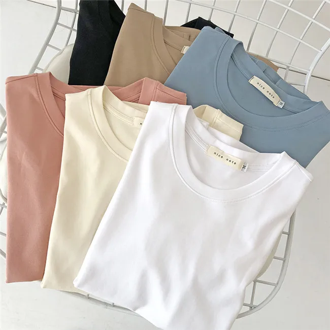 

High quality 100% cotton custom print embroidered blank short sleeve round neck women t shirt, White,black,blue,pink,light tan, apricot