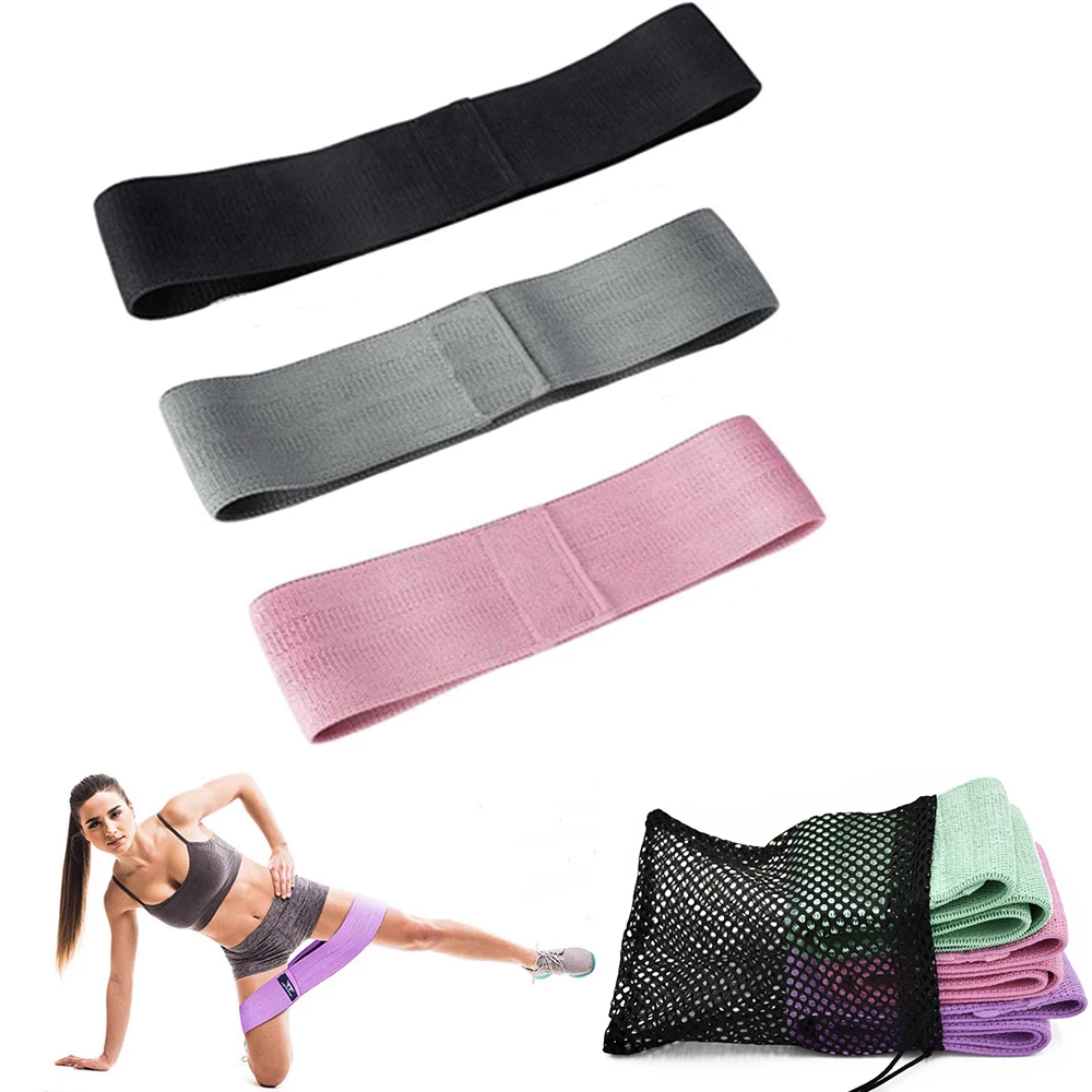 

Low MOQ Elastic Fabric Resistance Band Set Of 3 ,Exercise Yoga Glute Band Gym Fitness Booty Bands for Leg Butt With Carry Bag, 6 different colors