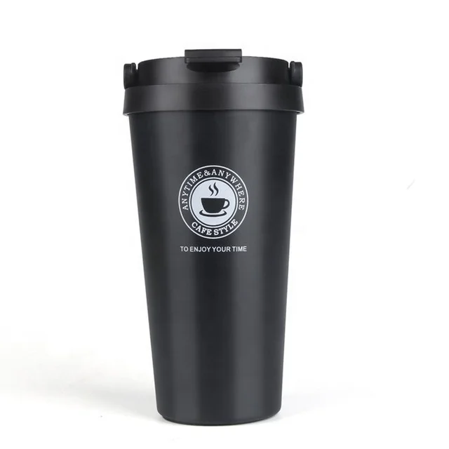 

500ml Custom logo printed double walled stainless steel travel tumbler office coffee mugs with handle