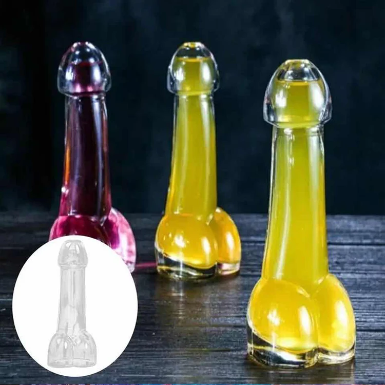 

Hottest High Boron Groom Funny Long Penis Shaped Party Drinking Coffee Tea Bar Cocktail Glass Water Bottle Cup, Transparent clear