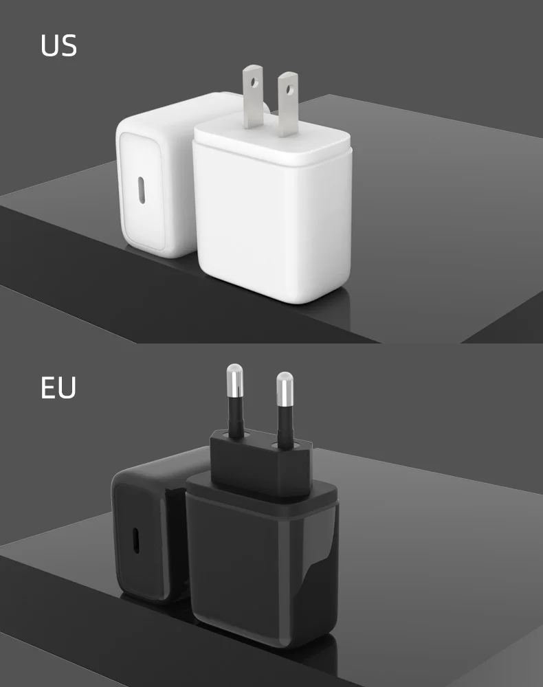 

OEM BADU Original factory newest arrive portable charger EU US Plug PD 20W Wall charger type charger Quick charge fast charging, White/black