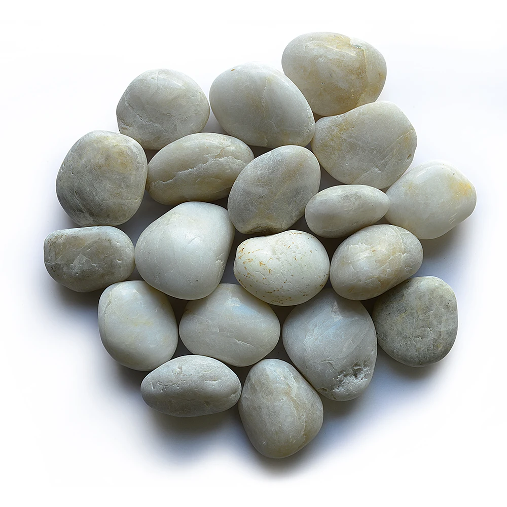 white round river pebble stone tile