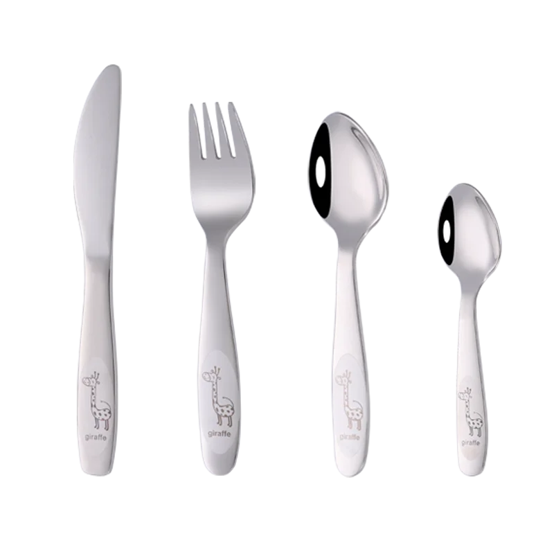 

Stainless steel edible kids silver flatware reusable children cutlery set
