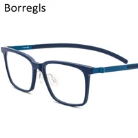 

Borregls B Titanium Acetate Glasses Frame Men Square Myopia Optical Prescription Eyeglasses Screwless Eyewear 19106