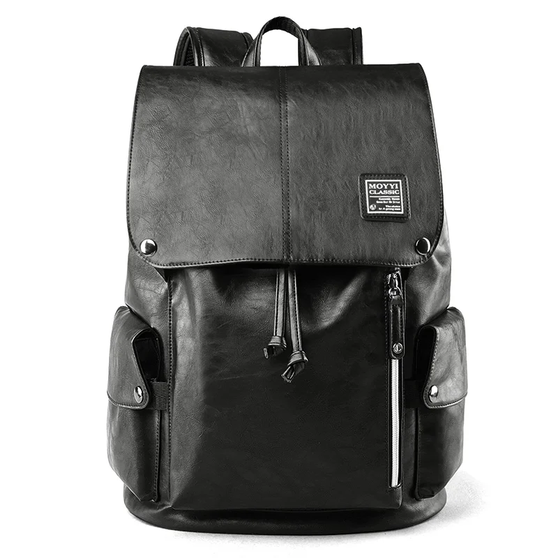 

MOYYI black leather rucksack herren collage laptop backpack waterproof Travel Bags Mens Laptop Backpack