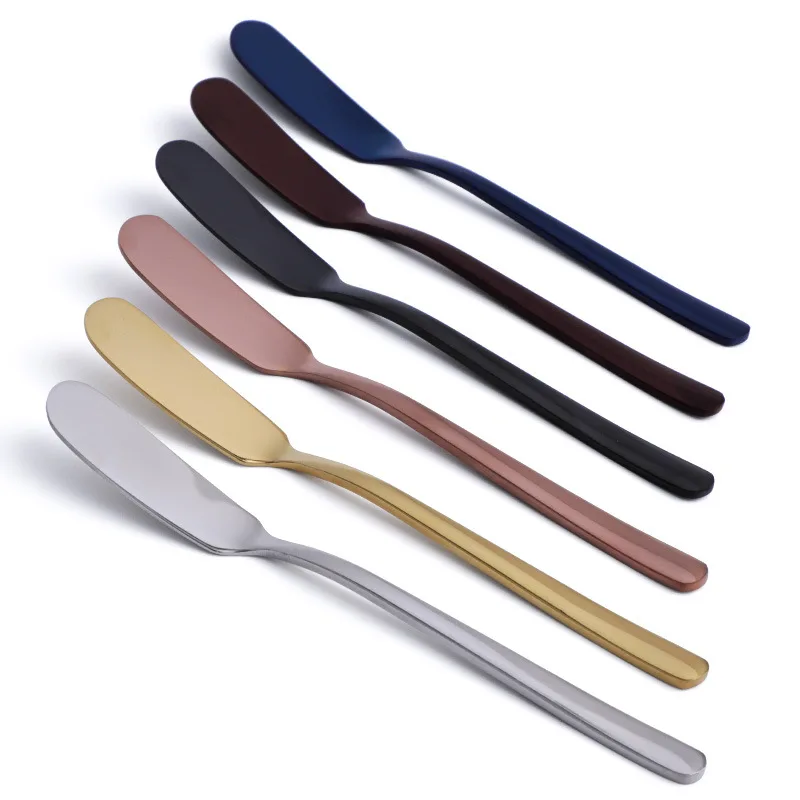 

Food Grade Cheese Tools Cheese Knife Set Stainless Steel Butter Spreader Knife Baking Tools Butter Knife, 7 color: silver/gold/rose gold/rainbow/black/blue/purple
