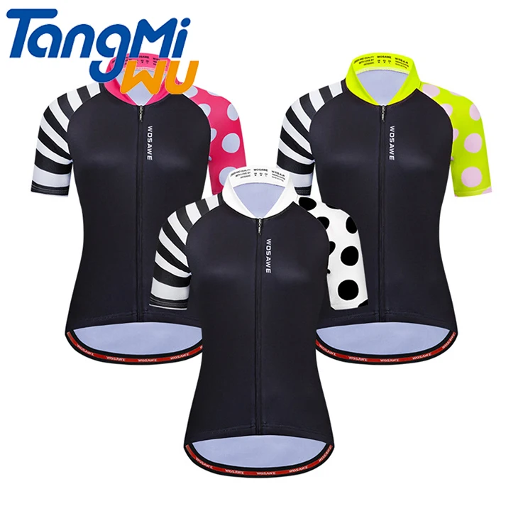 

TMW slim Striped shirt breathable and quick-drying fietskleding zippper outdoor patchwork tops women cycling clothes