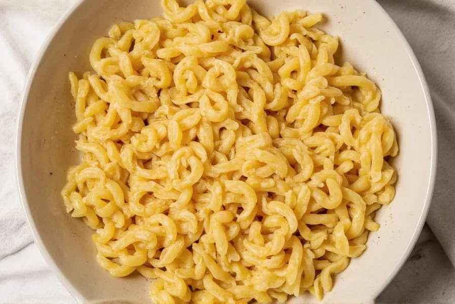 Perfectly salted pasta in serving bowl
