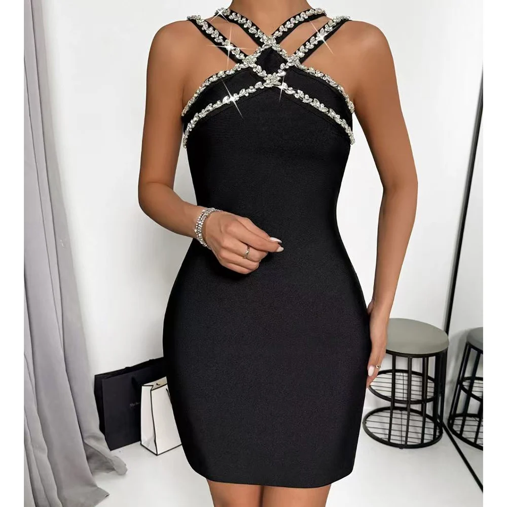 Elegant Bandage Dress Mesh Shoulder