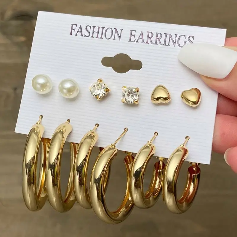 

YHY Geometric Hoop Earrings Set dropship customised jewelry for free shpping, Gold plated