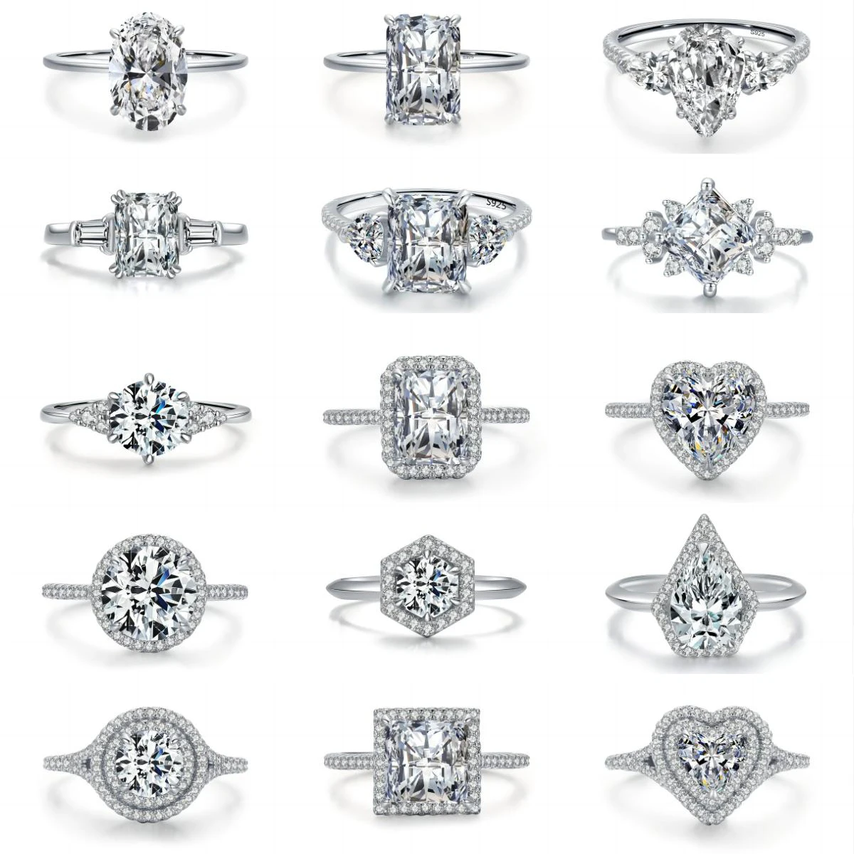 

Custom Cubic Zirconia Eternity Rings Women CZ Jewelry Promise Engagement Wedding Three Stone 925 Sterling Silver Diamond Ring