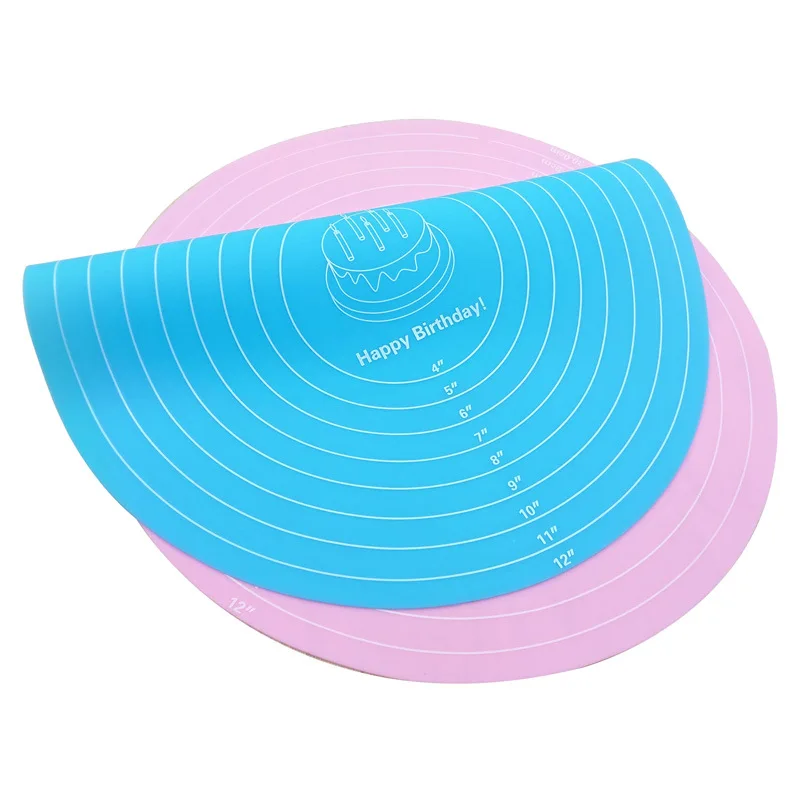 

Round 12 Inch Silicone Decorating Table Mat Cake Kneading Pad Baking Supplies