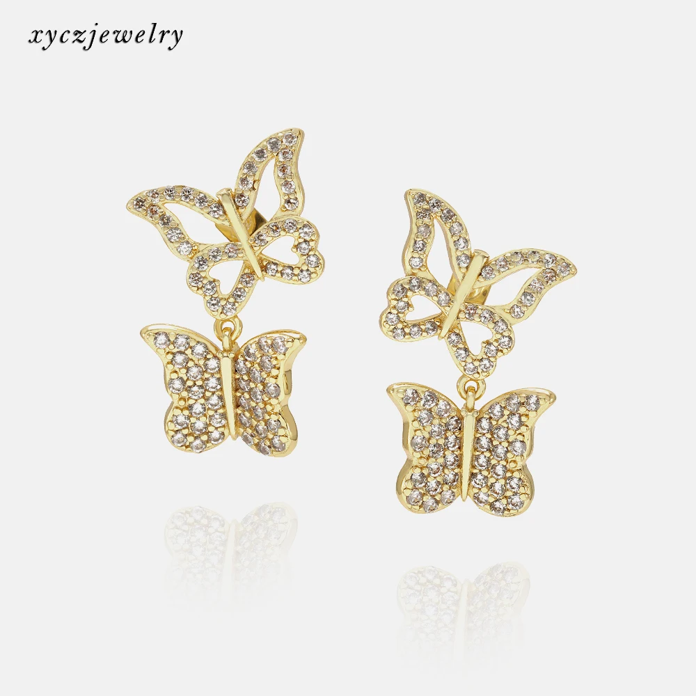 

Fantasy Butterflies Jewelry Butterfly Earrings Zircon Charm White Hoop Earrings Fashion Cz Earrings Round Brass AAA Cz, Picture