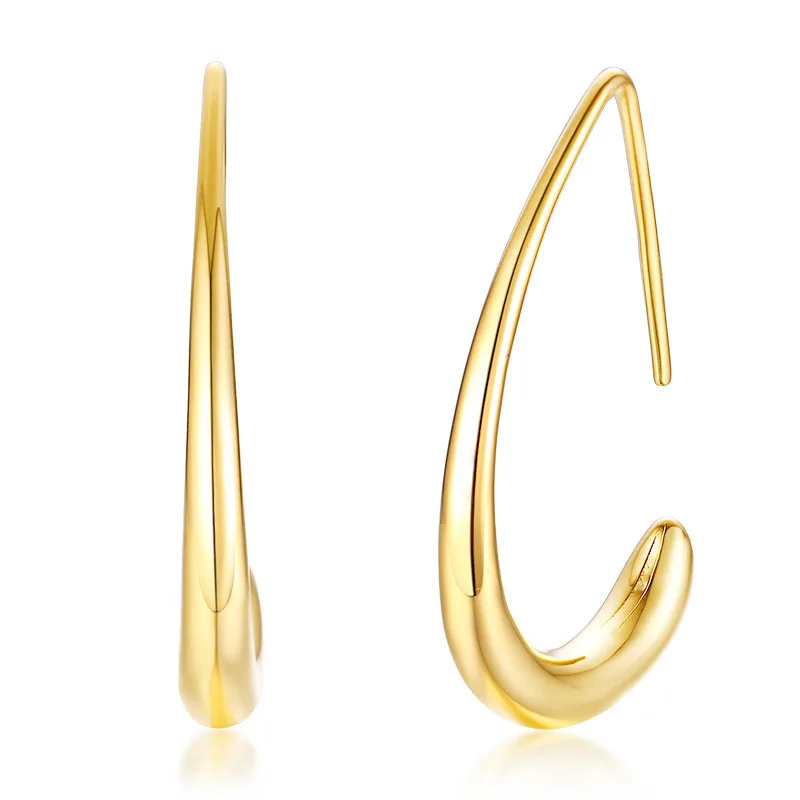 

Fashion Trend 2020 Gold Plated D Shaped Hoop Stainless Steel Earrings