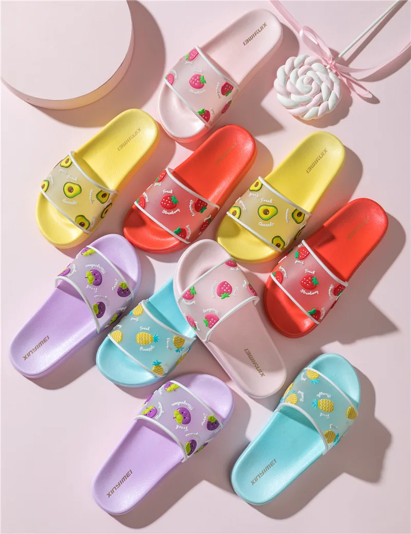 

2020 Summer fruit baby shoes girls boys printed strawberry pineapple slippers baby household shoes Hot sell, As picture