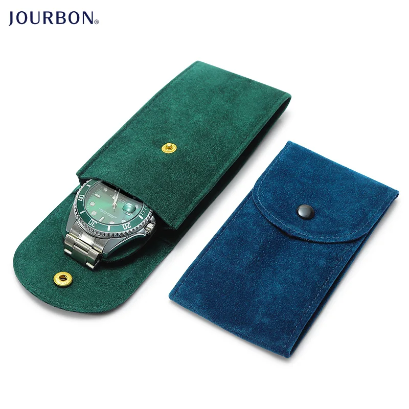 

Jourbon Durable custom velvet watch pouch luxury watch Leather gift bag storage Watch pouch, Black, green, blue, red