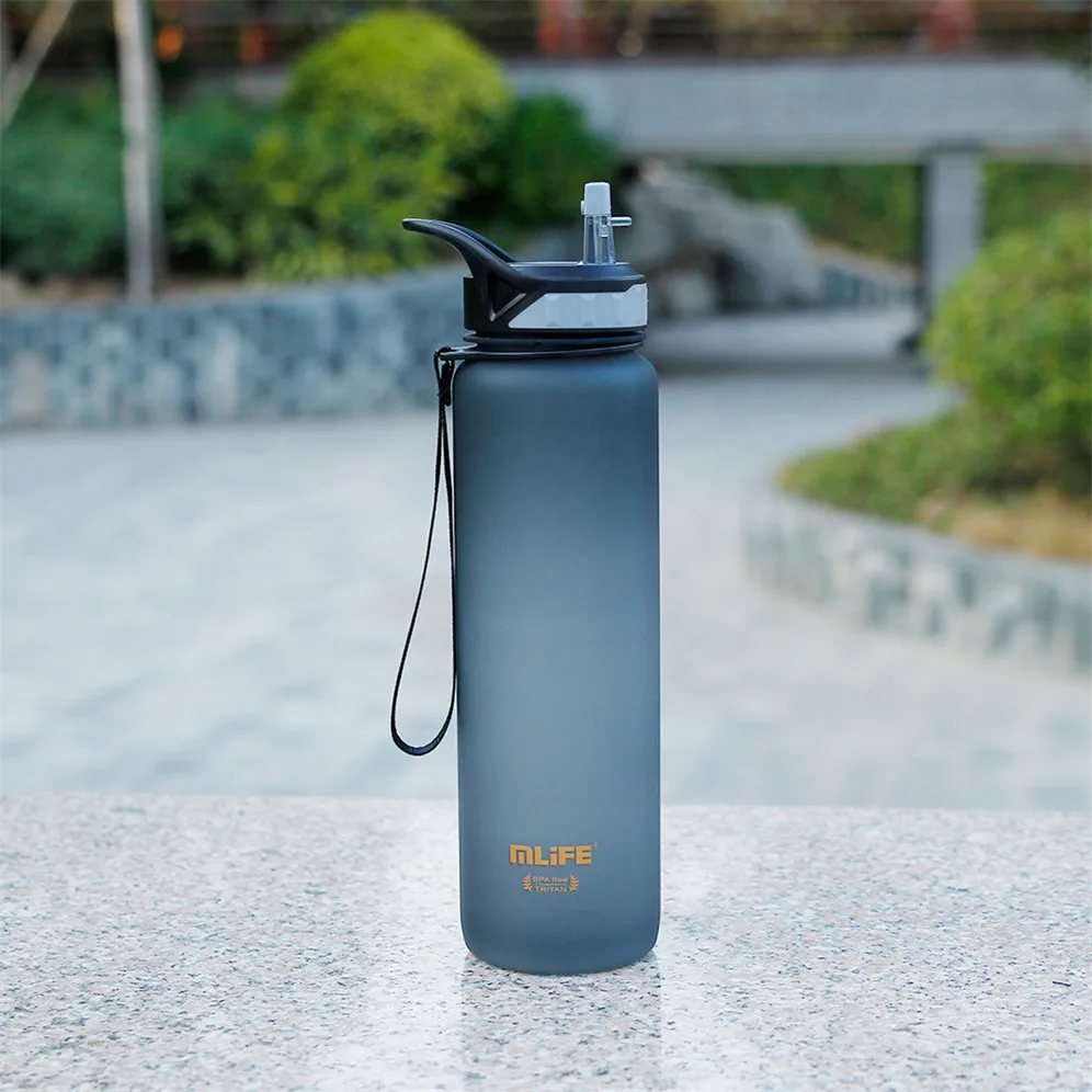 Frosted Tritan 1l Sports Water Bottle With Handle And Foldable Sipper ...