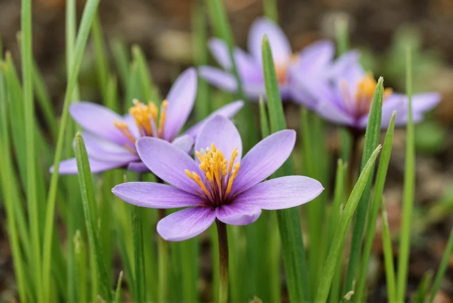 Close-up of well-draining sandy loam soil with saffron corms partially visible