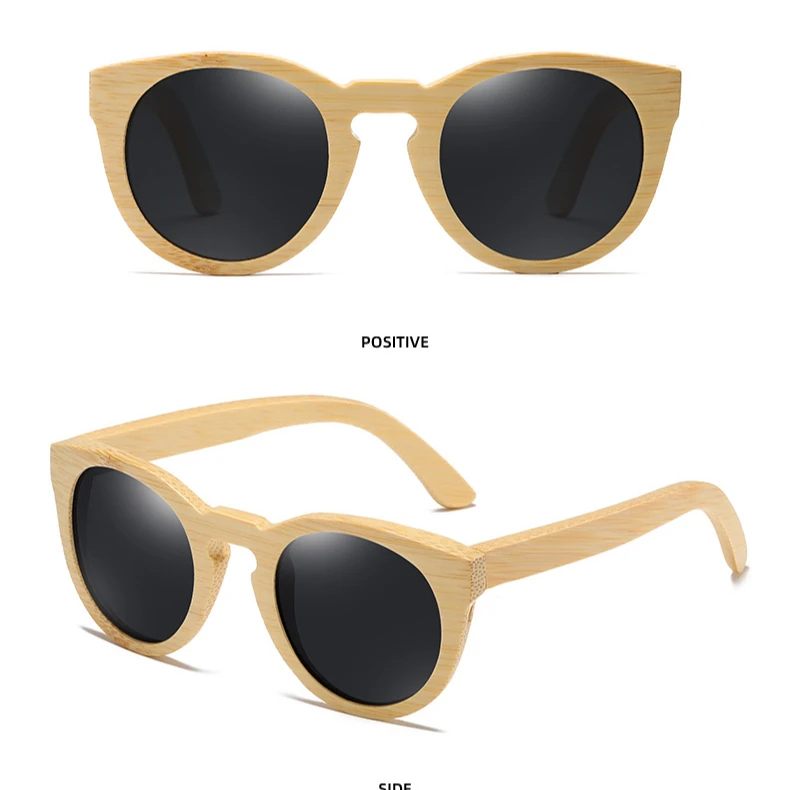 

eco friendly recycled custom logo brand for men women round bamboo wood frames polarized sun shades sunglasses