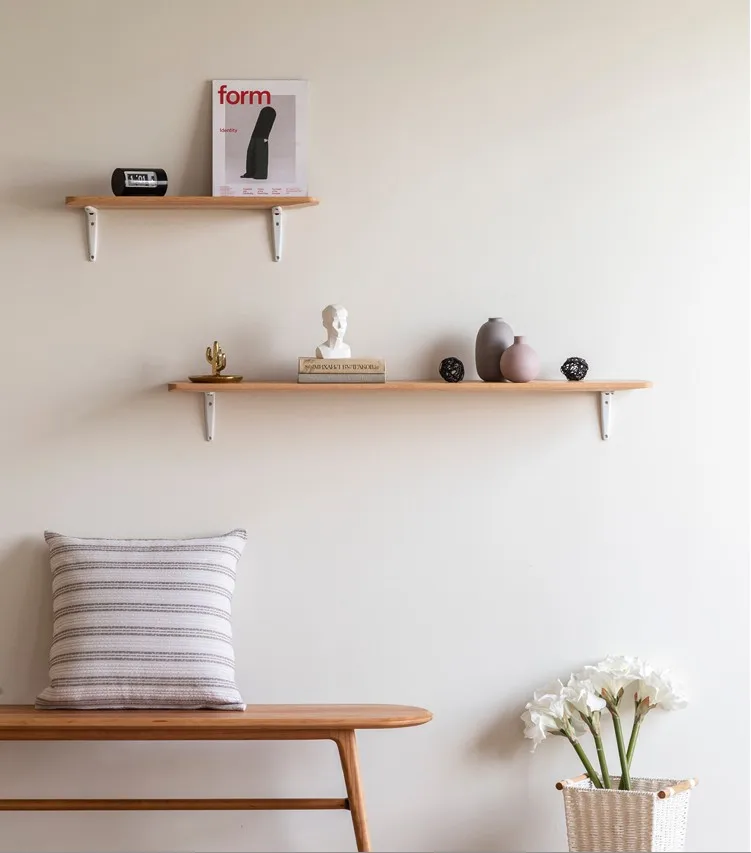 Set Of Rustic Wood Wall Mounted Storage Floating Shelves