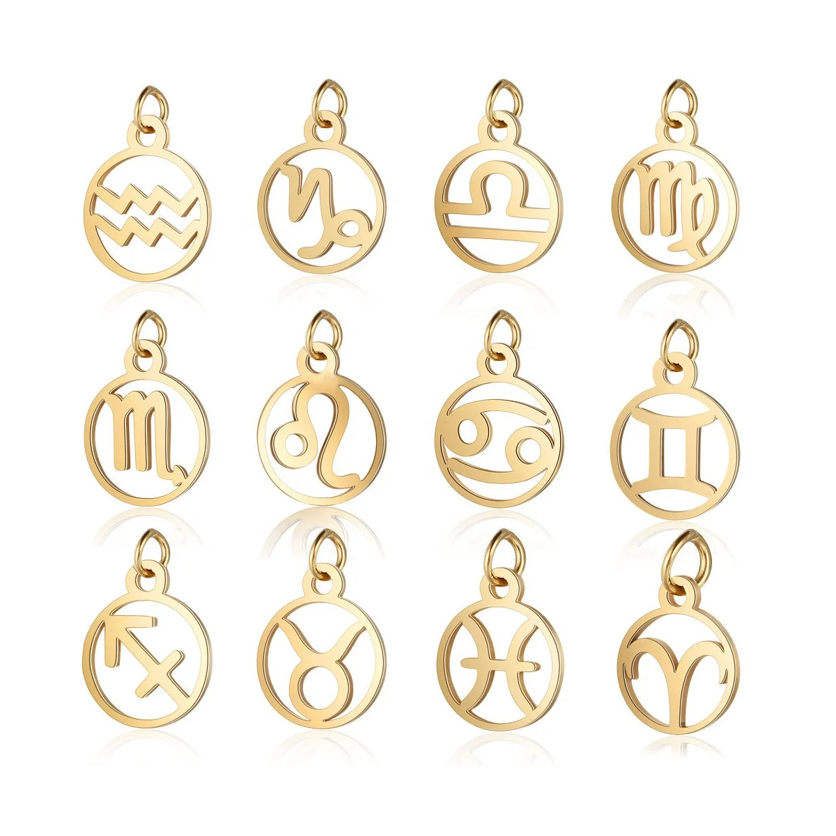 

18K Gold Zodiac Necklace Signs Stainless Steel Zodiac Necklace Pendant Zodiac Sign Charms