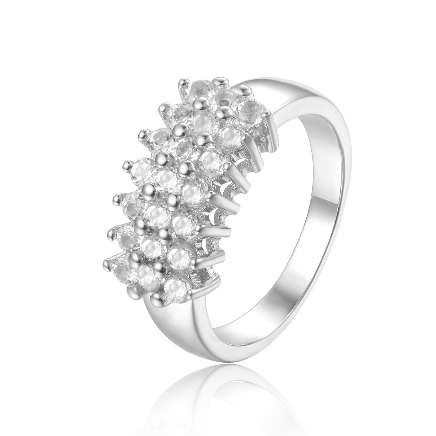 

Abiding Bold Natural White CZ Gemstone Ring 925 Sterling Silver With Abidng Shield Good Plating Ring Factory Wholesale Ring