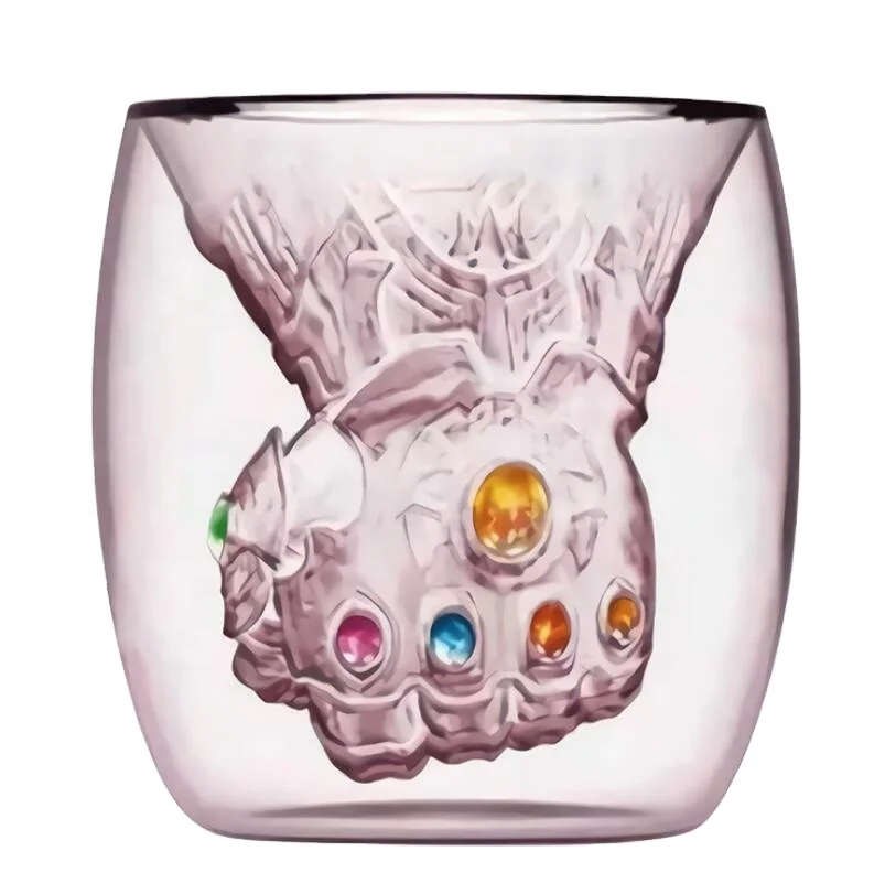 

China Hot Design Thanos Fist Double Wall Glass Cup 250 Ml Creative Glass Mug, Transparent