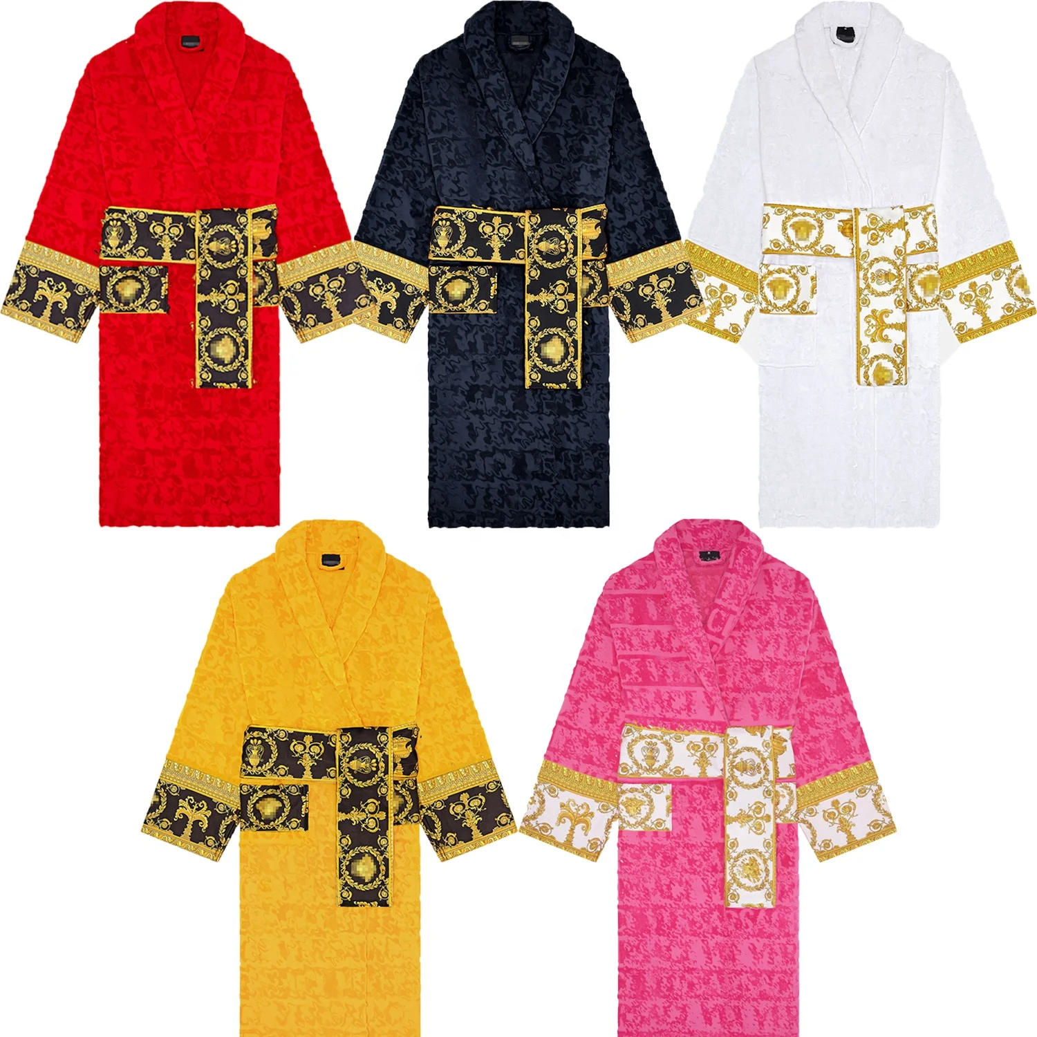 

Versache Bathrobe Winter 100% cotton Luxury Brand Pure Cotton Jacquard Sleepwear Bathrobe