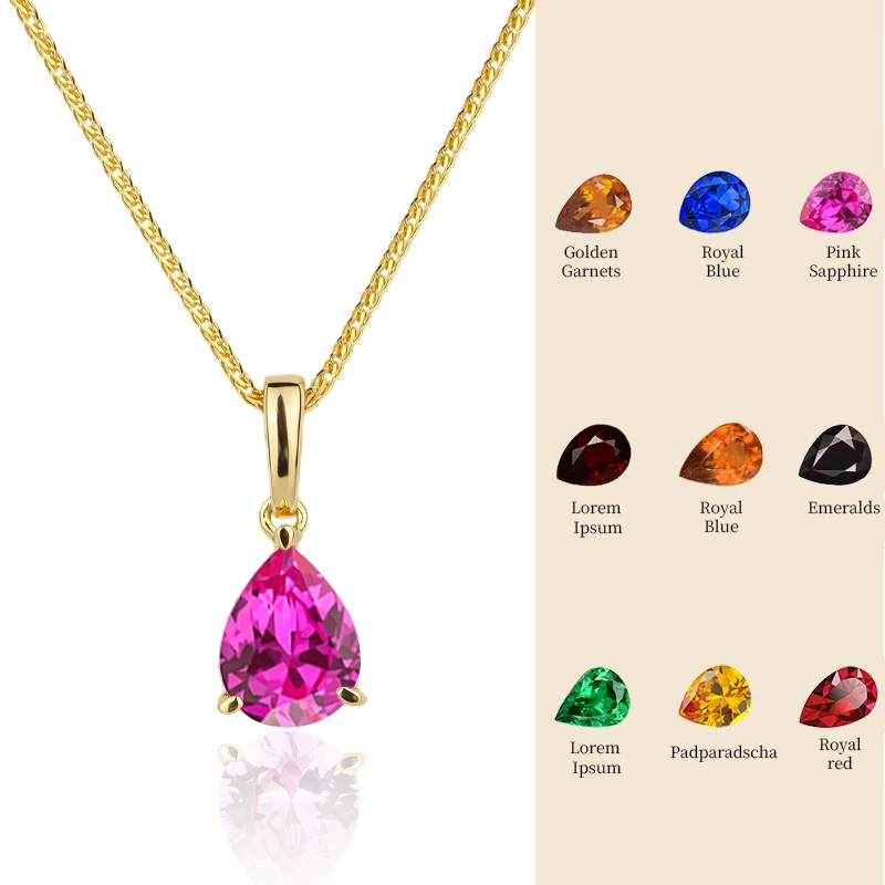 

Founder Band Non-Fading&Hypoallergenic 925 Silver Pear Cut Necklace Gemstone Pendants For Necklace