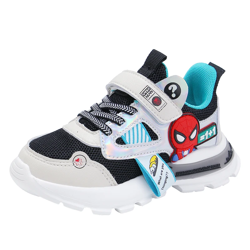 

2020 New Style spider shoes mesh pu wholesale casual sport kid shoes Fashion children sneakers for boys, Black ,blue
